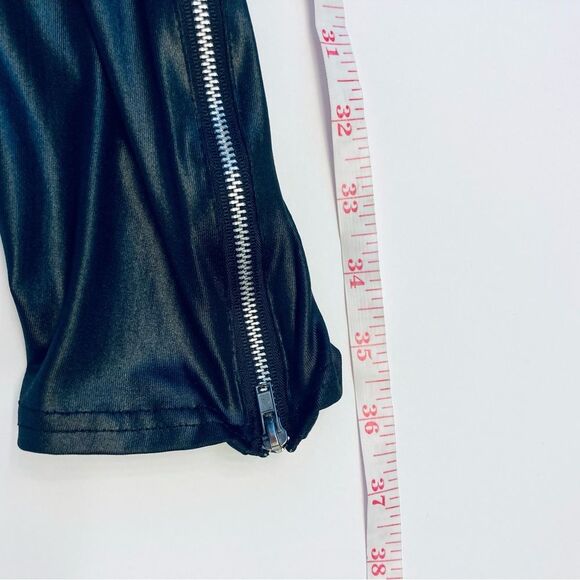 Kardashian Kollection Womens Size Medium Ankle Leggings Black Shiny Stretch - Picture 6 of 9